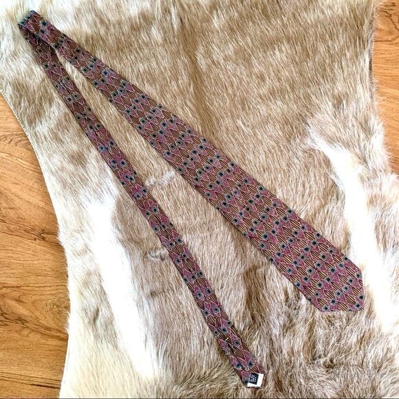 Cole Haan Graphic Silk Tie Vintage Burgundy Multi - Picture 4 of 4